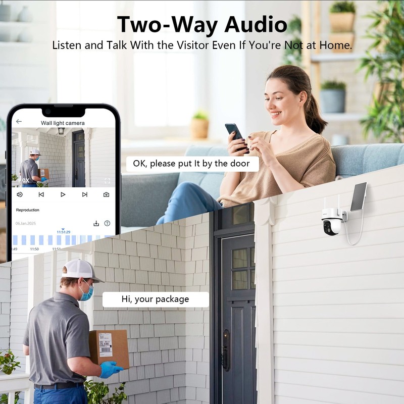 Wansview Dual Cam 2K Solar Security Camera WiFi Wireless Outdoor 360° PTZ Home gallery