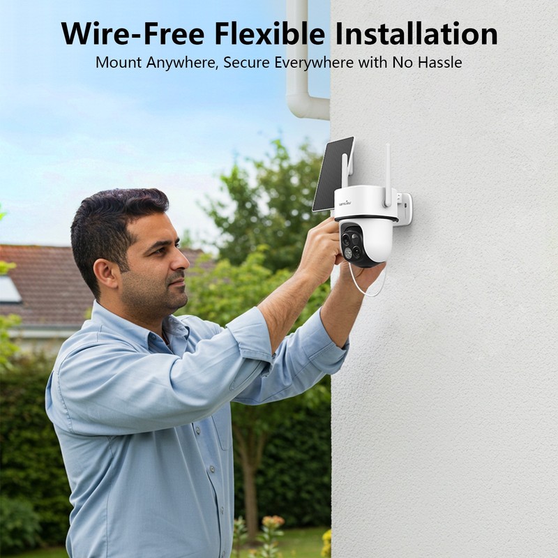 3PCS Wansview Dual-Lens Wireless Solar Security Camera 360°PTZ Human Detection gallery