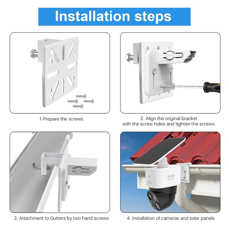 Gutter Mount for eufy Security Solocam S340 Solar Security Camera (White) gallery