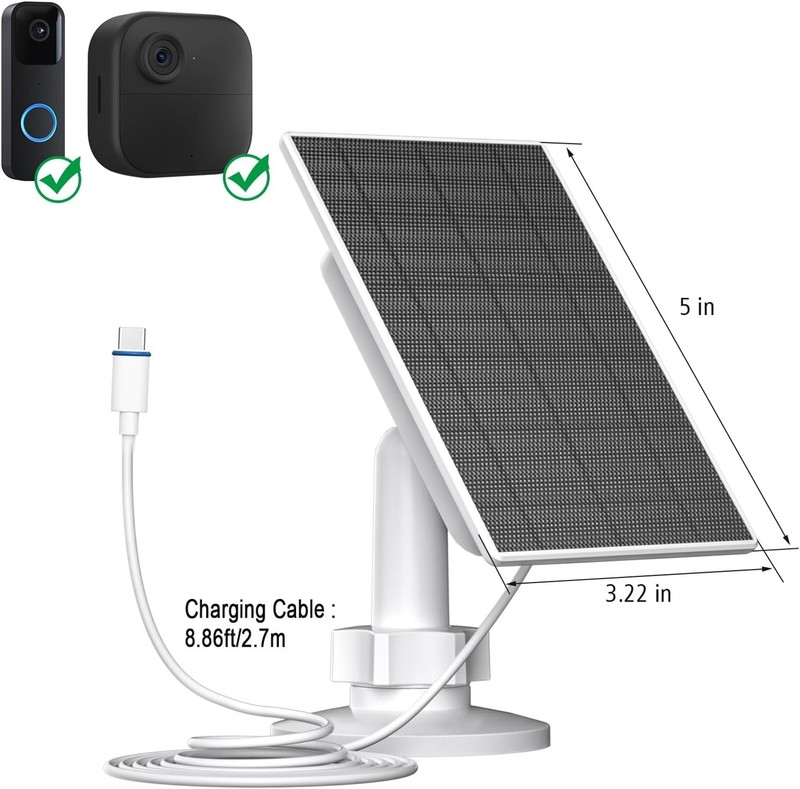 2W Solar Panel Compatible with Blink Outdoor 4 Camera & Video Doorbell Camera... gallery