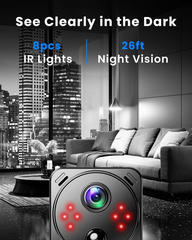 4K Mini Dual-Band 2.4/5GHz WiFi Indoor with AI Human Detection Night Vision,... gallery