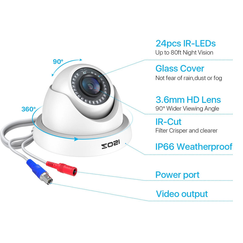 4 Pack 2.0MP HD 1080P HD-TVI Indoor Outdoor Dome Wired Home Security Surveillanc gallery