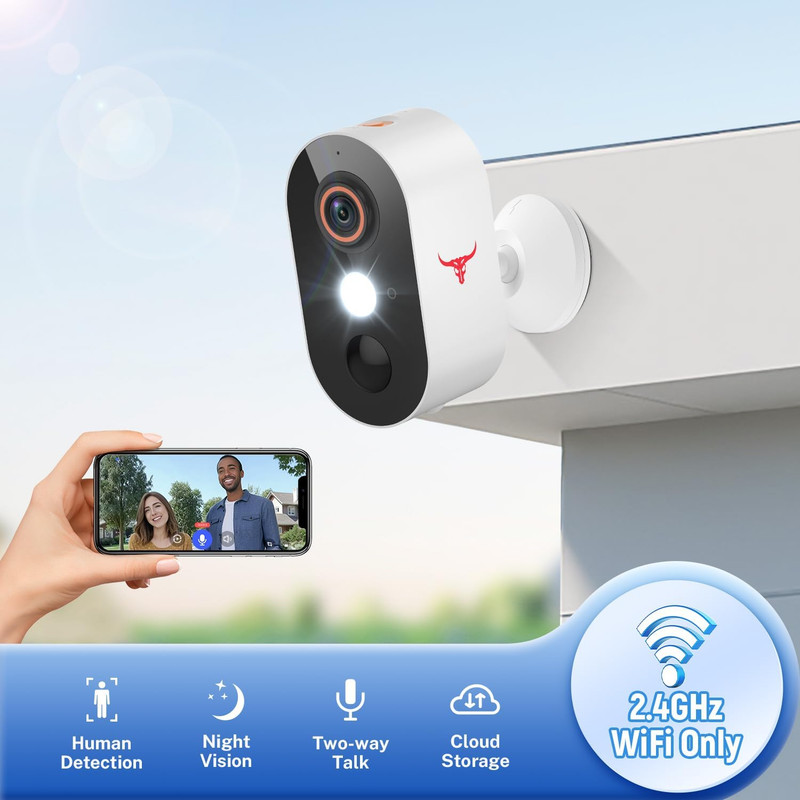 Wireless Outdoor Security Camera with Spotlights, Battery Powered, AI Human Dete gallery