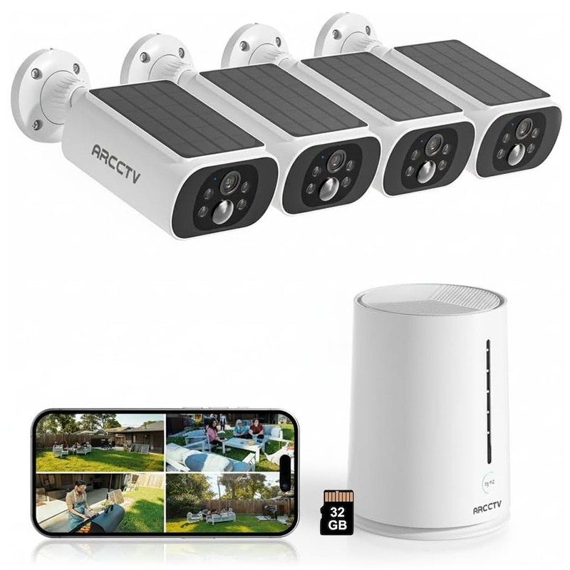 ARCCTV Wireless Solar Battery Security Camera System Outdoor Color Night Vision