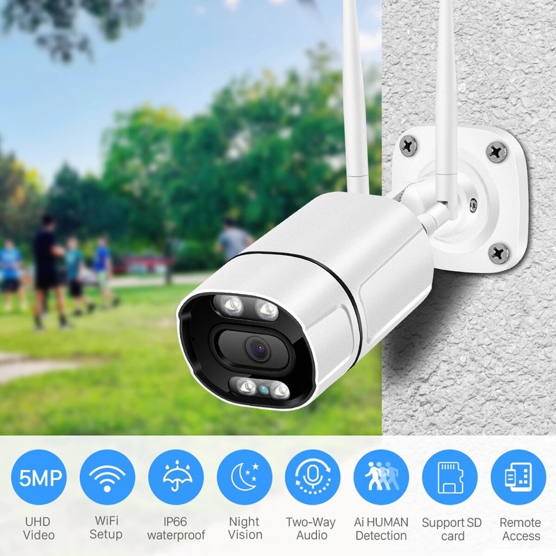5.0MP WIFI IP Camera indoor outdoor built-in TF card slot Bullet Audio iCSee App