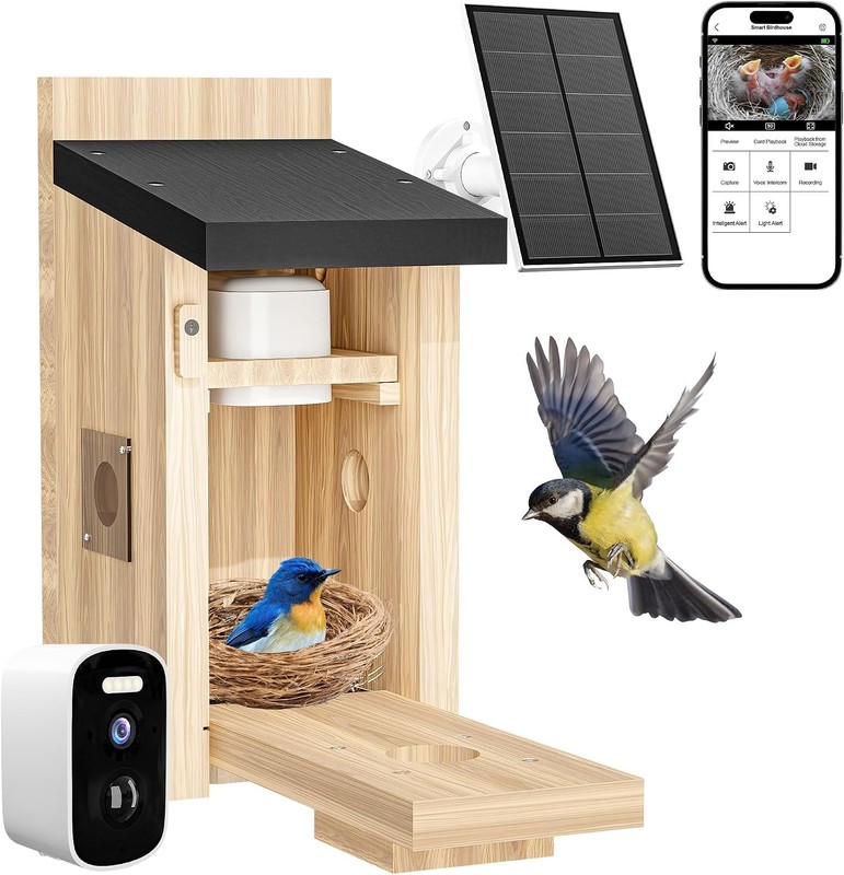 5MP Solar Bird House Camera 2.4G WiFi Live View Nesting Box