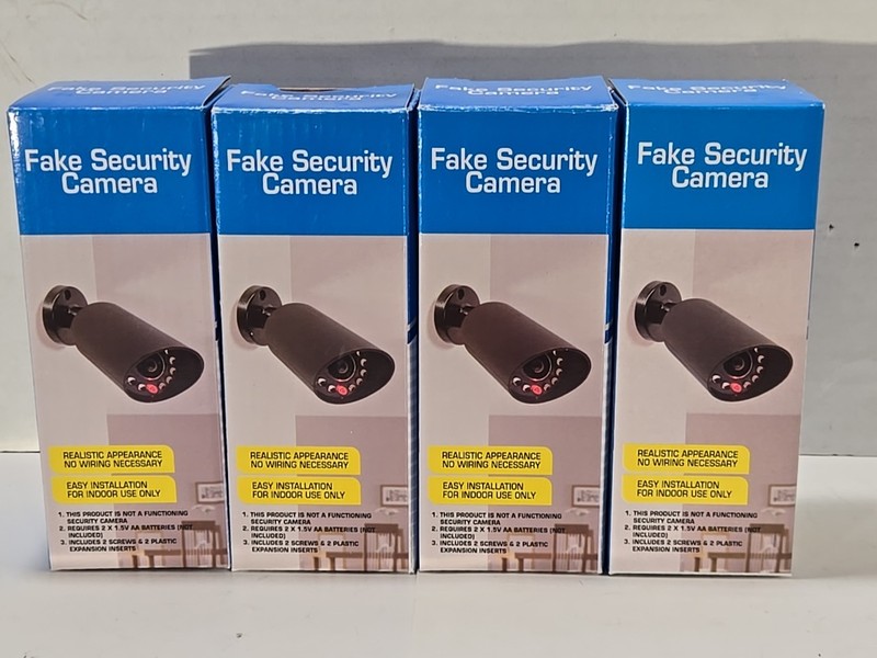 Dummy Security Cameras Set Of 4 Black Battery Operated Fake Decoy New In Box