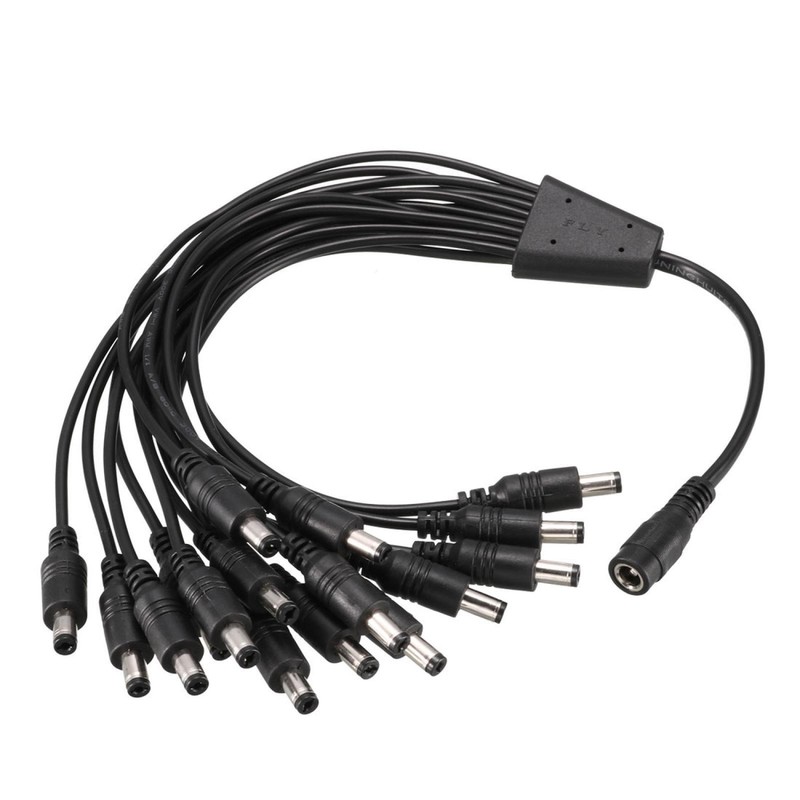 1 DC Female to 16 DC Male 5.5 x 2.1mm Power Extension Wire For CCTV Camera
