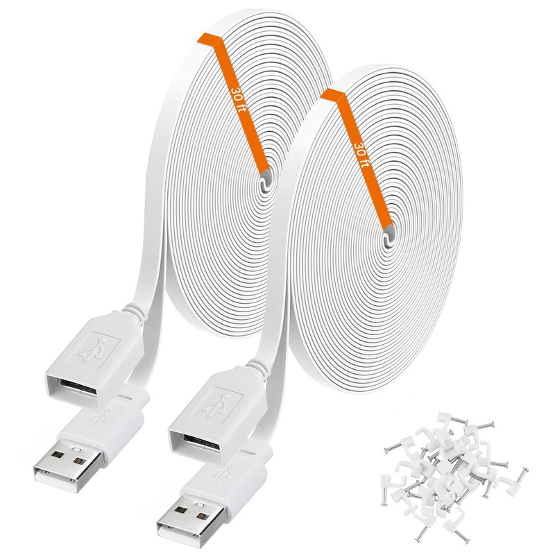 2-Pack 30ft Power Extension Cable Compatible with Wyze Cam v4,Wyze Cam Pan v3…