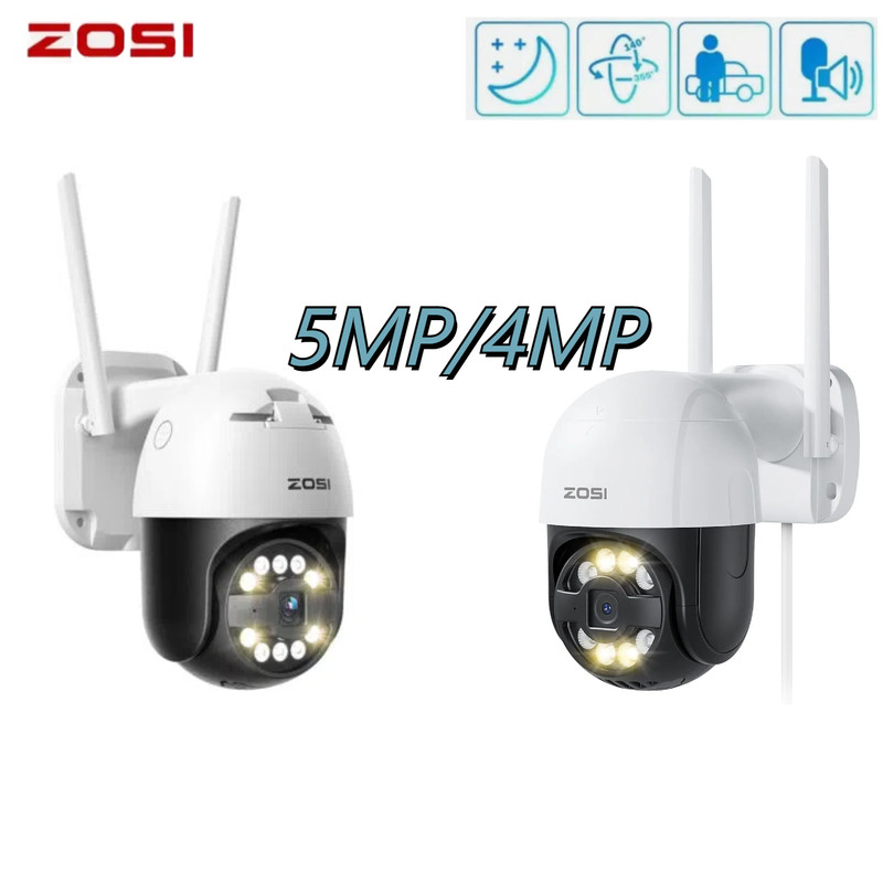 ZOSI 4MP/5MP Wireless Pan/Tilt Outdoor Security IP Camera Night Vision Audio