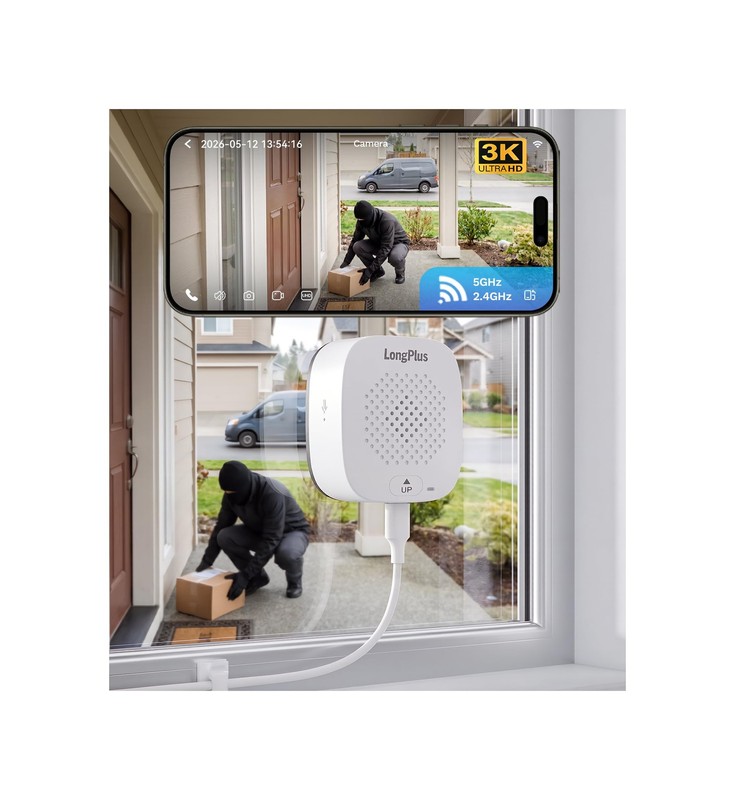 3K 5MP Magnetic Window Camera with Night Vision, 2.4&5GHz WiFi Safeview Windo…