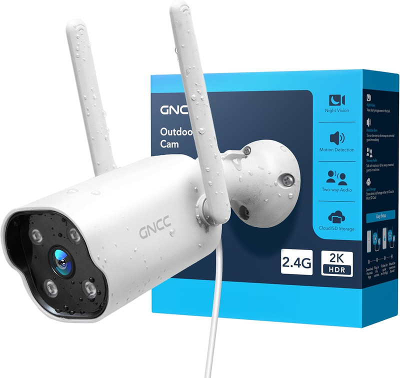 Security Camera Outdoor, 2K Cameras for Home Security, Color Night Vision, Motio