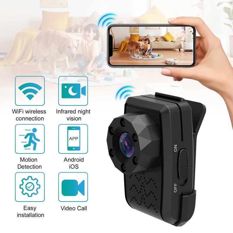 Mini Camera Wireless with 1080P Small Surveillance Cameras Back Clip Wearable... gallery