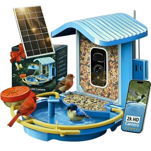 Bird Feeder with Camera, 2K HD Smart Outdoor Bird Feeder, Solar Powered