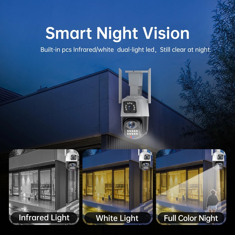 6MP 3K 4G Sim Camera Dual Lens Wifi PTZ Outdoor Ai Human Detection Camera CCTV gallery