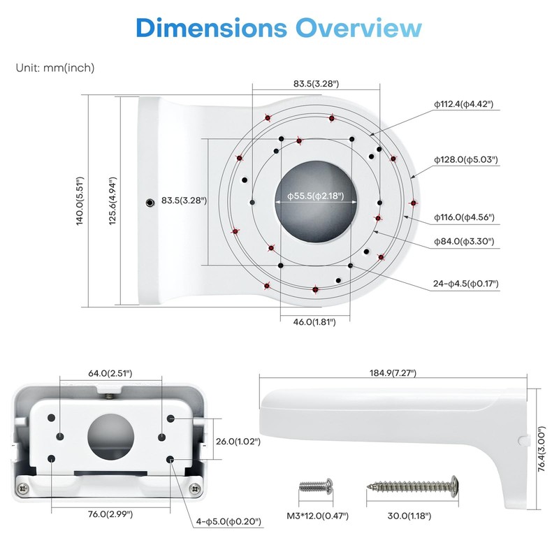 Waterproof All Metal Aluminum Wall Mount Bracket For Hikvision DH PFB168W gallery