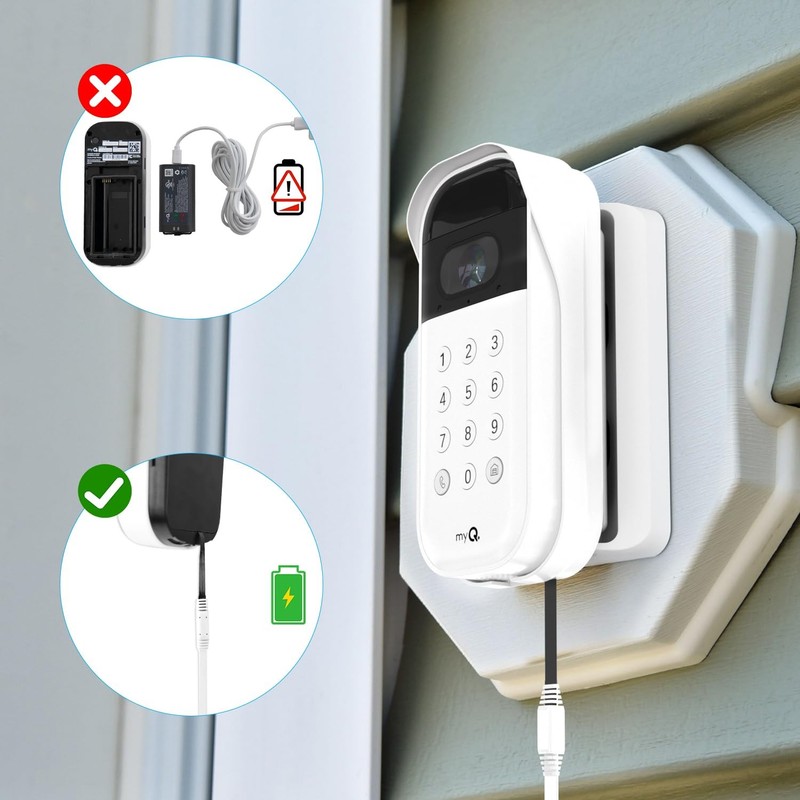 iTODOS 20ft/6m Power Cable and Adapter for myQ Smart Garage Door Video White gallery