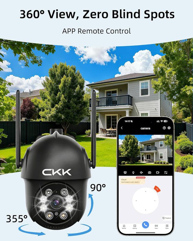 2K Security Camera Outdoor Corded Power, 2 Pcs 3MP PTZ Wifi Home Security Camera gallery