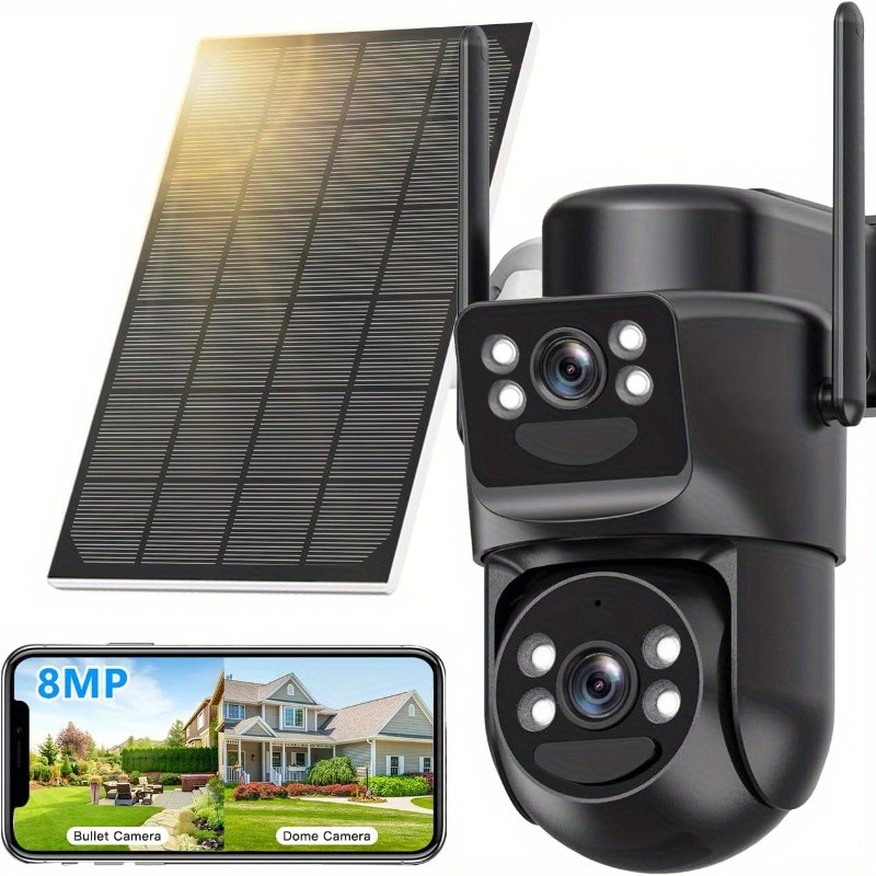 4MP Dual Lens WiFi Solar Camera Wireless PIR Color Night Vision 2-Way Audio IP66 gallery