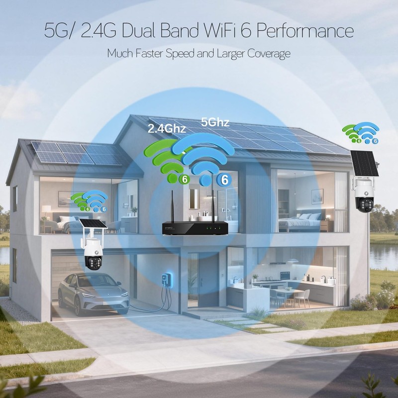 2-Pack 4MP QHD Wireless PTZ Solar Security Camera, WiFi 6 5G Dual Band, Wire-... gallery