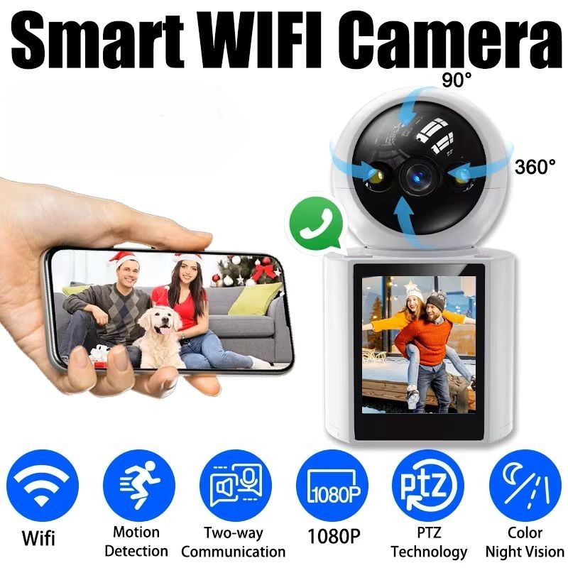 Two-Way Video Camera 360°PTZ Night Vision Baby Elderly Pet Care Auto Tracking