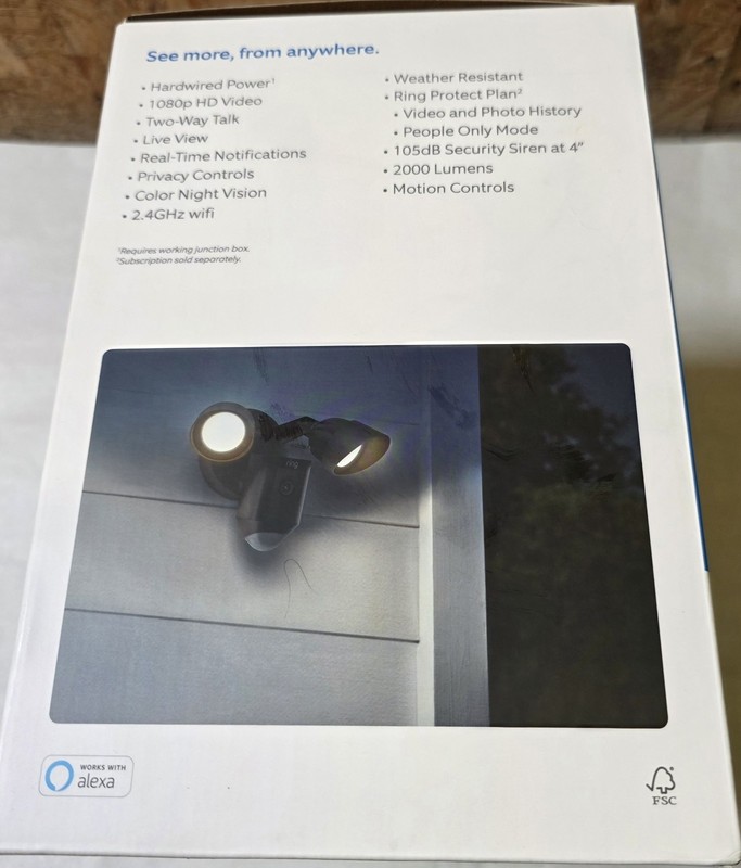 Ring Floodlight Cam Wired Plus Outdoor Full HD Surveillance Camea Black NIB gallery