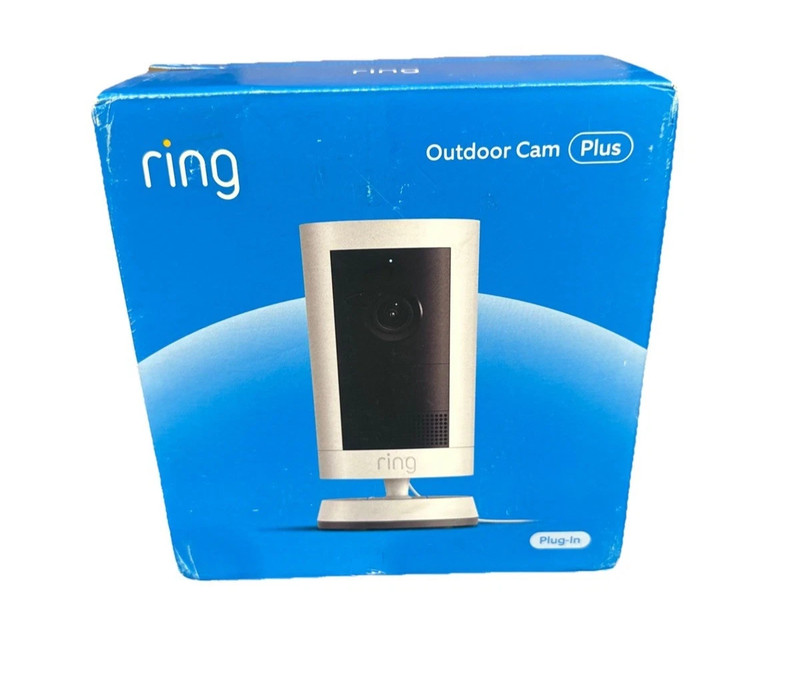 Ring Outdoor Cam Plus White Plug-In with 2K Video and Ring night Vision NEW