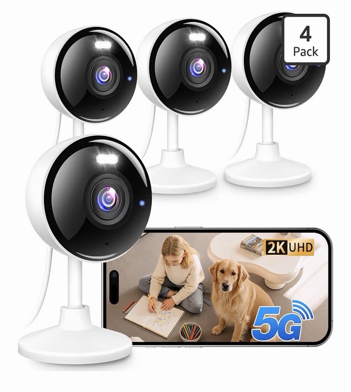 2K UHD Wi-Fi 5G IP Security Cameras 4-Pack Indoor/Outdoor Two-Way Audio
