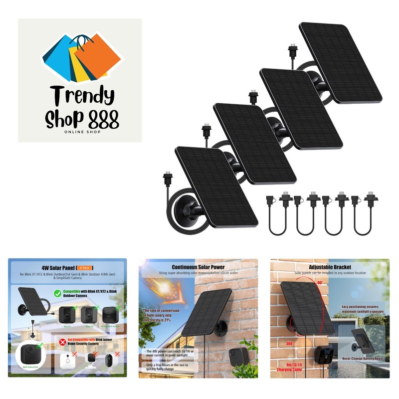 4 Pack Solar Panel for Blink Outdoor 2K+/44th Gen/Outdoor3rd Gen XT3 and XT2/…
