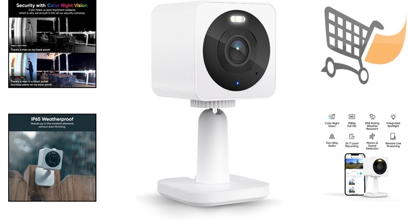 Indoor Outdoor Wi-Fi Camera 1080p Night Vision Motion Detection Two-Way Audio gallery
