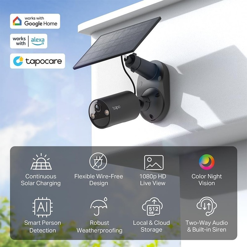 1080p Solar-Powered Outdoor Security Camera - Wireless, Person Detection, Local gallery