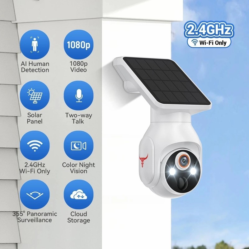 Solar Panel Powered Security Camera 1080p WiFi Camera with Night Vision Motion gallery