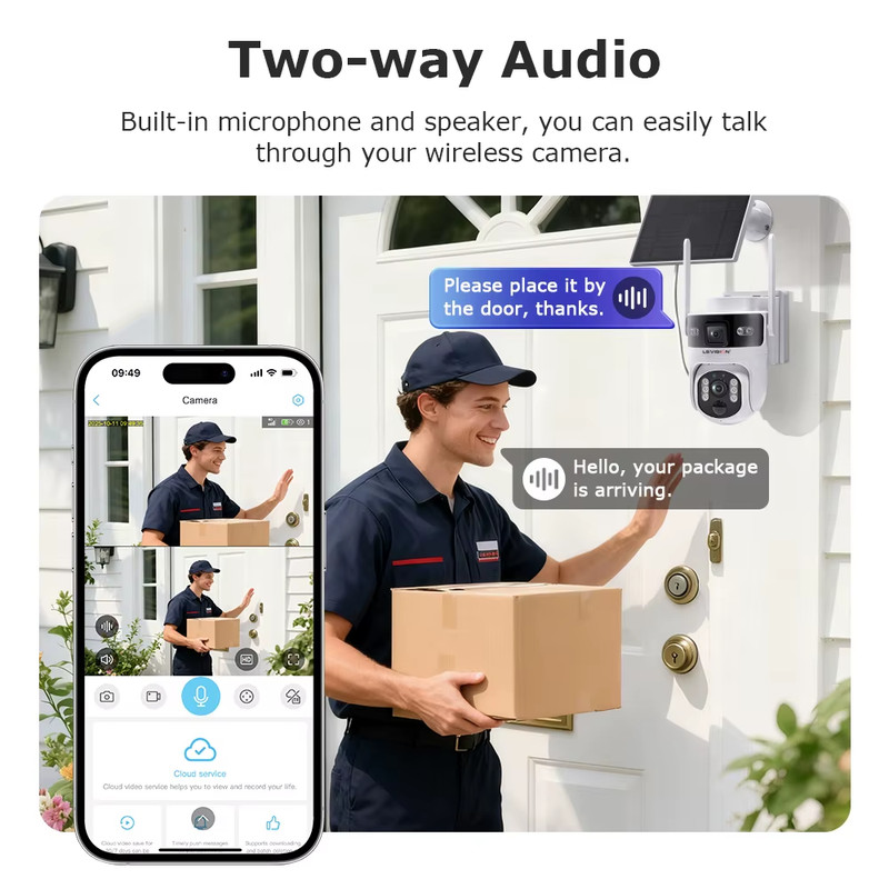 8MP AOV+PIR 4G LTE Solar Camera 7/24 Hours Recording WiFi Security Camera Dual S gallery