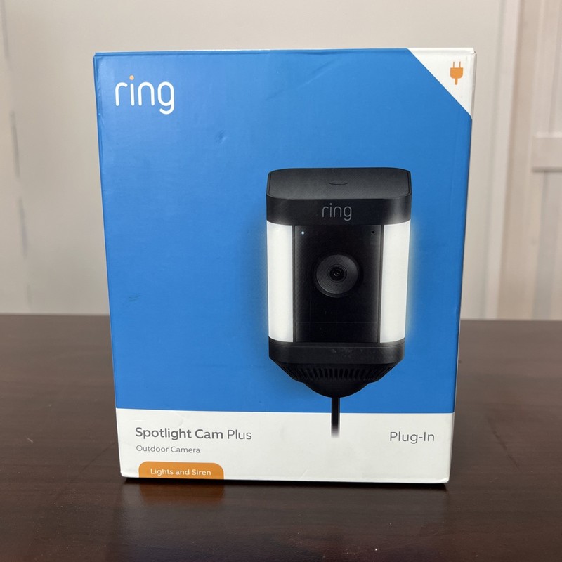 Ring Spotlight Cam Plus Outdoor Camera W/Lights and Siren, Plug-In