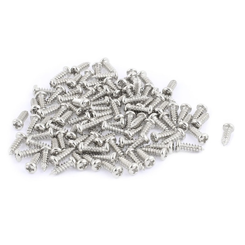 100pcs M2.5 x 8mm Stainless Steel Phillips Pan Round Head Self Tapping Screws