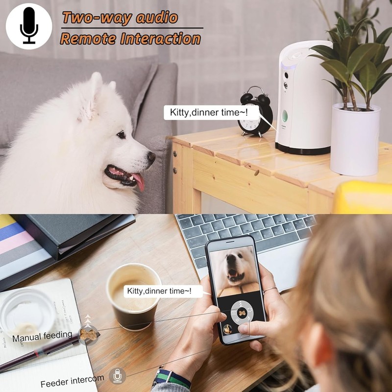 Dog Treat Dispenser, WiFi Remote Pet with -Way Audio and Night Vision, with A... gallery