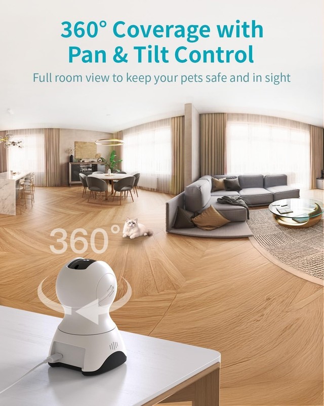 2.5K Pan/Tilt Cameras for Home Security, Wired Indoor Camera for Pet/Dog/Cat/... gallery