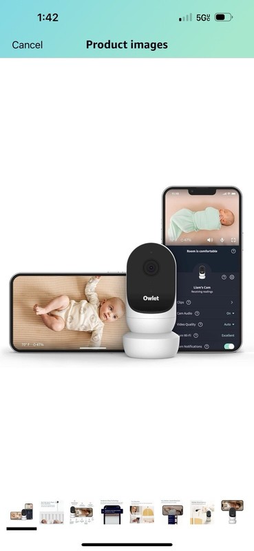 Owlet Cam BC04NNBBYH Night Vision Smart HD Video Camera Baby Monitor White