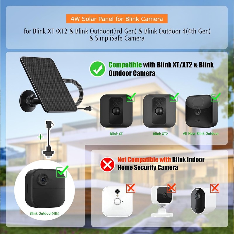Solar Panel Blink Outdoor 4th Gen & 3rd Gen XT3 XT2 XT Camera(Not Included) gallery