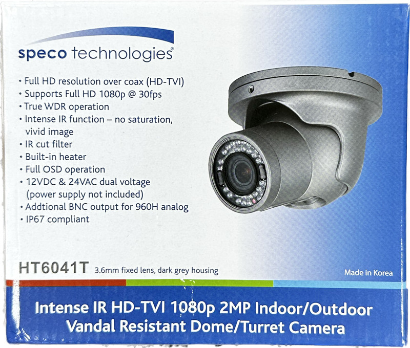 Speco HT6041T Intense IR HD-TVI 1080p 2 MP Indoor/Outdoor Dome/Turret Camera