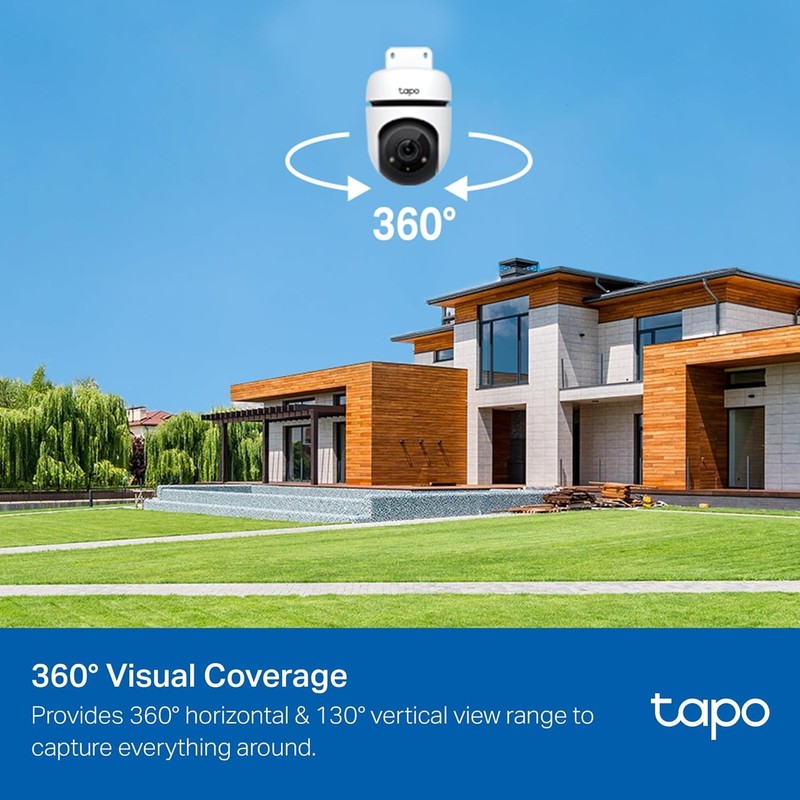 Tp-Link Tapo 1080P Outdoor Wired Pan/Tilt Security Wi-Fi Camera, 360° View, Moti gallery