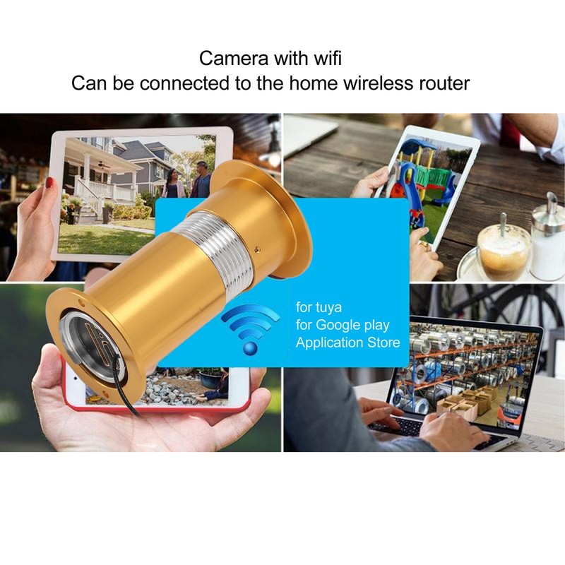 Door Eye Hole Camera 2 Way Talk Motion Detection HD WiFi Door Viewer Camera HWCQ gallery