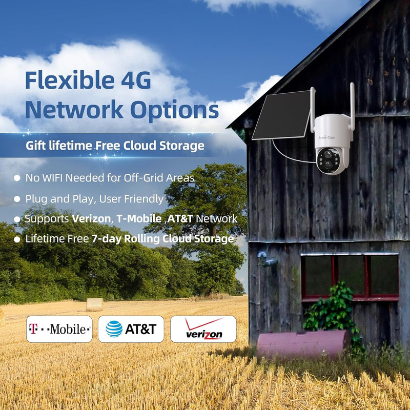 4G LTE Cellular Security Camera, No Wifi Security Camera, 2.5K Solar Camera Outd gallery