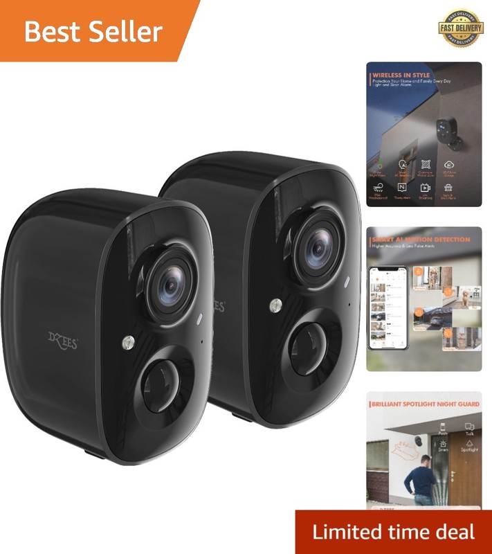 2K Wireless Security Cameras - AI Motion Detection with Color Night Vision Pack