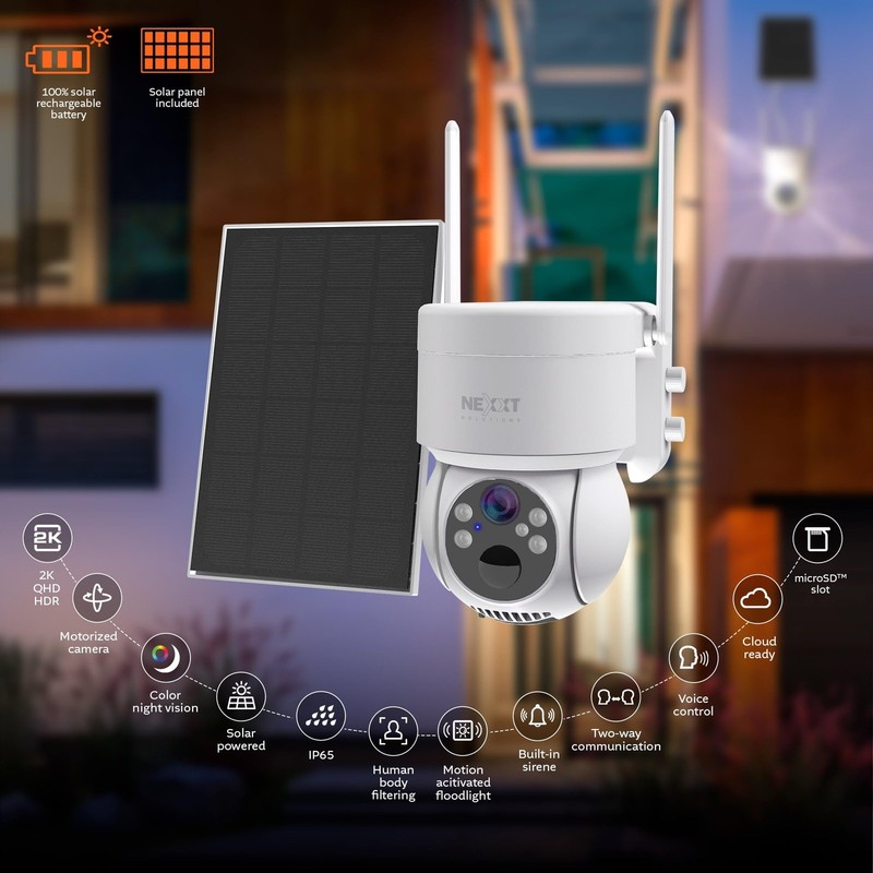 Nexxt Solutions Smart Wi-Fi Solar Camera - Outdoor PTZ, Motion Detection, Nig... gallery