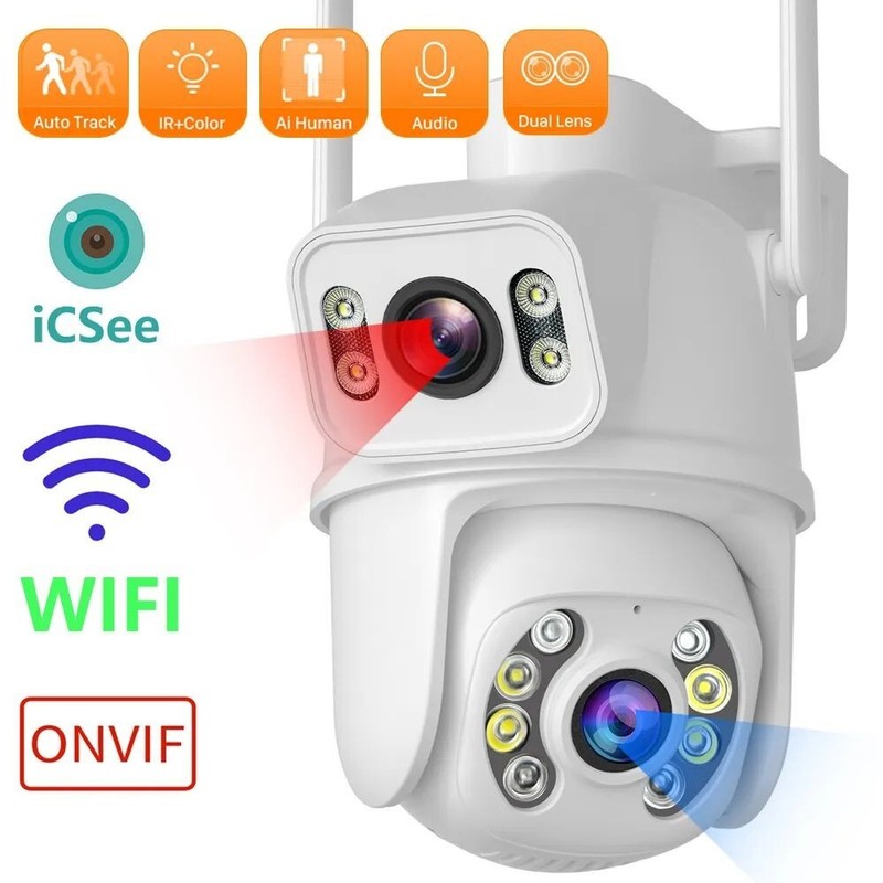 8MP PTZ IP Camera Dual Lens Multiple Views Night Vision Wifi Bluetooth SmartCam