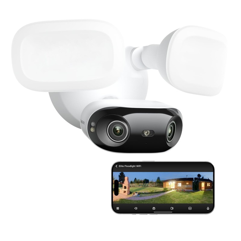 Elite Floodlight WiFi, 4K 8MP 180° Panoramic Wired Floodlight Camera, Adjusta…