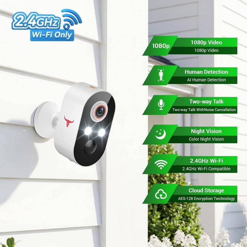 1080P Outdoor Wireless Security Camera - AI Detection, Night Vision, 2-Way Audio gallery