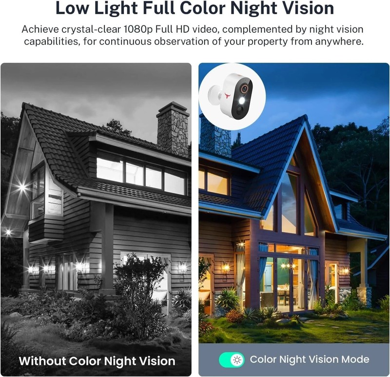 2 Pack Wireless Security Camera System Smart Night Vision Outdoor WiFi Cameras gallery