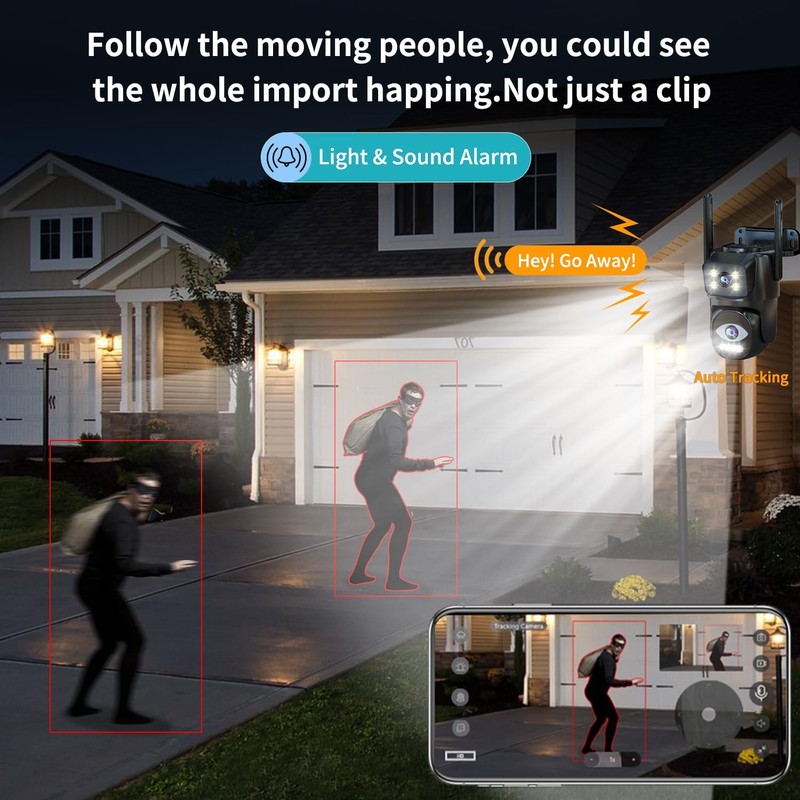 Dual Lens WiFi Security Camera Outdoor,5G/2.4G PTZ Outdoor Auto Tracking,HOM ... gallery